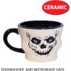 Beistle Vintage Halloween Ceramic Skull Mug – Retro Style Holiday Coffee Cup, Bone White and Black Drinkware with Classic Skeleton Face, Seasonal Party Tableware, Dishwasher and Microwave Safe, 12 Oz