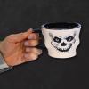 Beistle Vintage Halloween Ceramic Skull Mug – Retro Style Holiday Coffee Cup, Bone White and Black Drinkware with Classic Skeleton Face, Seasonal Party Tableware, Dishwasher and Microwave Safe, 12 Oz