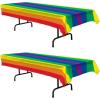 Beistle Rainbow Tablecovers, 54” x 108”, 2 Pieces – Plastic Table Cloth, Rainbow Tablecloths for Parties, Colorful Table Cloths, Rainbow Decorations, Birthday Party Supplies, Carnival Table Cloths(Rainbow)