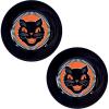 Beistle Vintage Halloween Black Cat Platter – 2 Pack Black & Orange Retro Decorative Serving Tray, Classic Grinning Cat Holiday Party Plate, Nostalgic Seasonal Tableware for Candy & Treats, 12⅞”