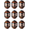 Beistle Vintage Halloween Skull Paper Lanterns 9 Piece, 7″, Black/Orange/White
