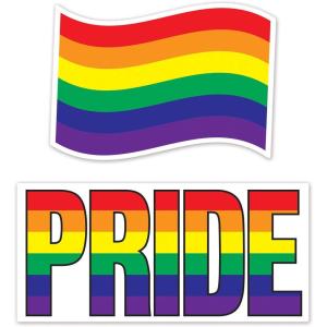 Beistle Jumbo Rainbow Cutouts – 2-Pack Double-Sided Pride Decorations with Bold Flag and Lettering Designs, Cardstock Wall Accents for Parades, Equality Events, and LGBTQ+ Celebrations, 28″ to 36¾”