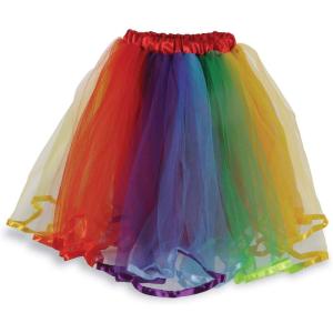 Beistle Rainbow Tutu Skirt Polyester Fabric Tulle, One Size, Red/Orange/Yellow/Green/Blue/Purple