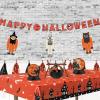Beistle Haunted House Tablecovers, 54” x 108”– Plastic Table Cloth, Rectangular Tablecloth, Holiday Tablecloth, Halloween Plastic Tablecloth, Halloween Decorations, Orange/Black/White, 2 Pieces
