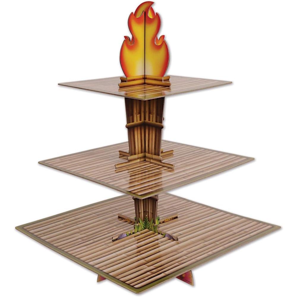 image:imageBeistle Tiki Torch Cupcake Stand Cake Holder Display 1525 x 1125 BrownTanOrangeYellowTiki Torch Cupcake Stand 1 Pack