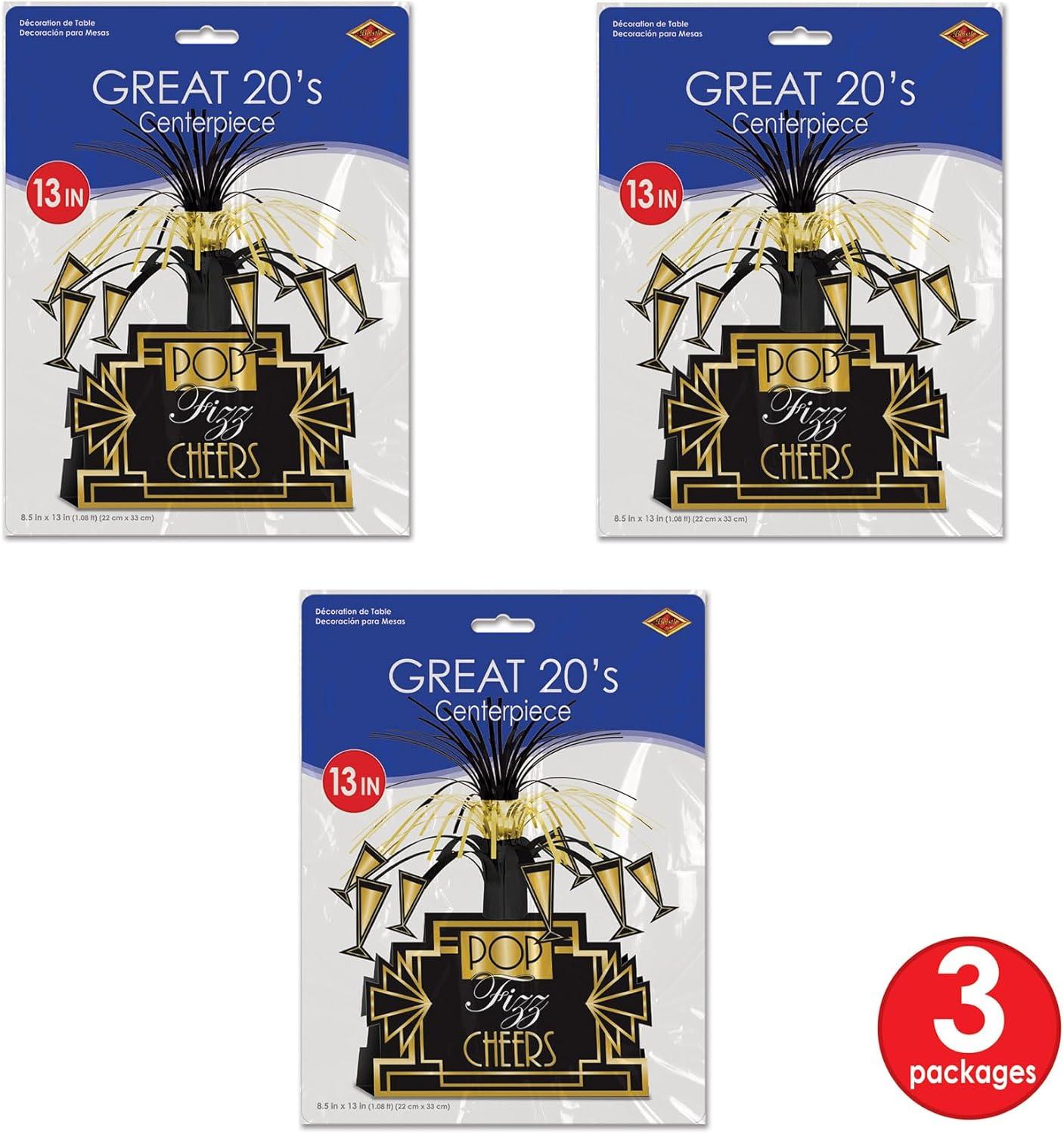 image:imageBeistle 3 Piece Roaring 20s Decorations Centerpieces For Great Gatsby 1920s Theme Party Supplies Celebrating With You Since 1900