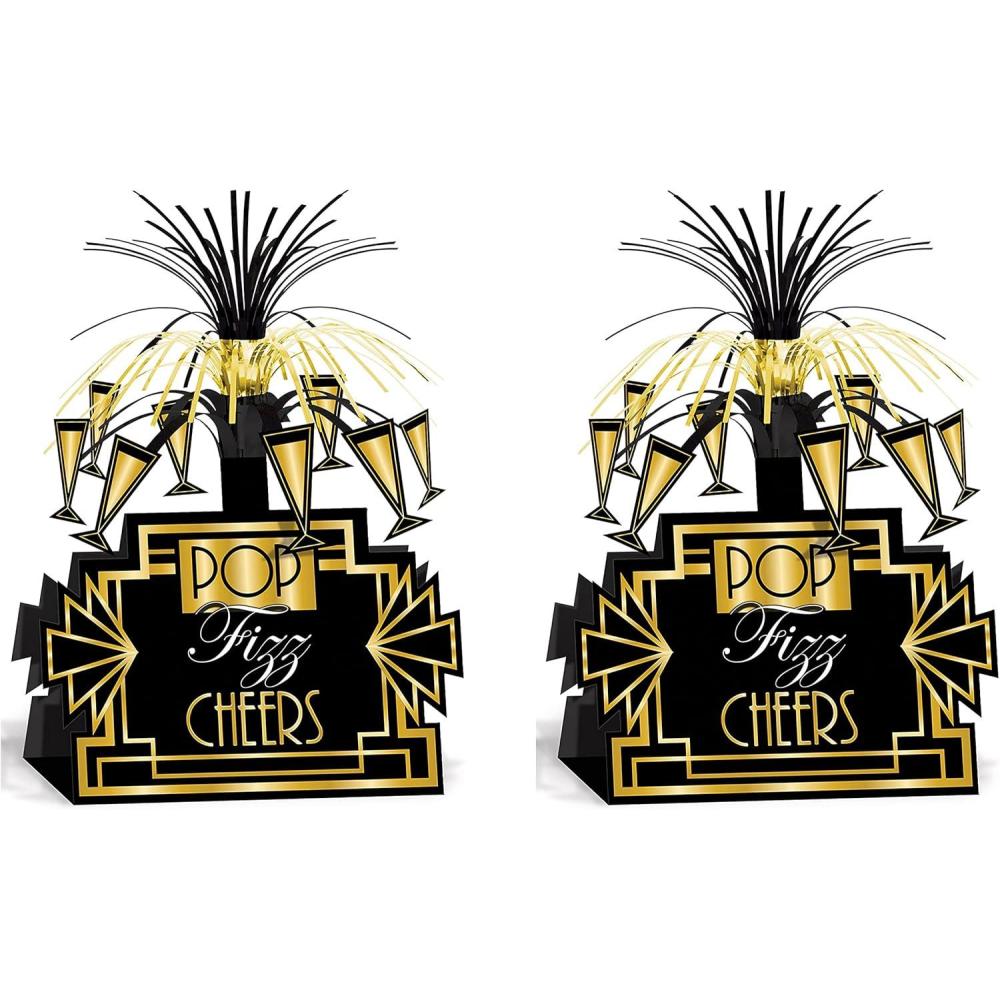 image:imageBeistle Pop Fizz Cheers Centerpieces 2Pack Art Deco Table Decorations in Black and Gold for Roaring Twenties Parties New Years Eve Themes Awards Night Celebrations amp Elegant Event Dcor 13