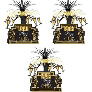 Beistle 3 Piece Roaring 20’s Decorations Centerpieces For Great Gatsby 1920’s Theme Party Supplies, Celebrating With You Since 1900