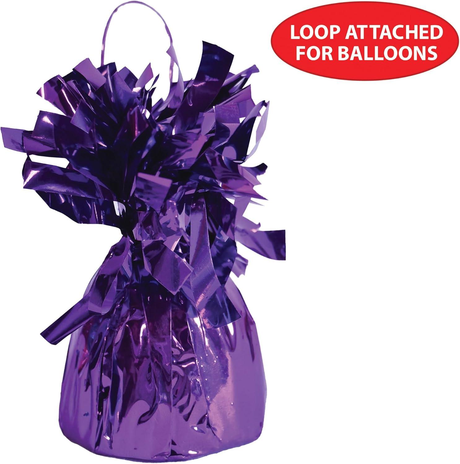 image:imageBeistle Metallic Wrapped Balloon Weight 6 Pack Purple Balloon Centerpiece Bouquet Holders Party Decoration Accessories for Birthdays Graduations Mardi Gras and Milestone Celebrations 6 Oz