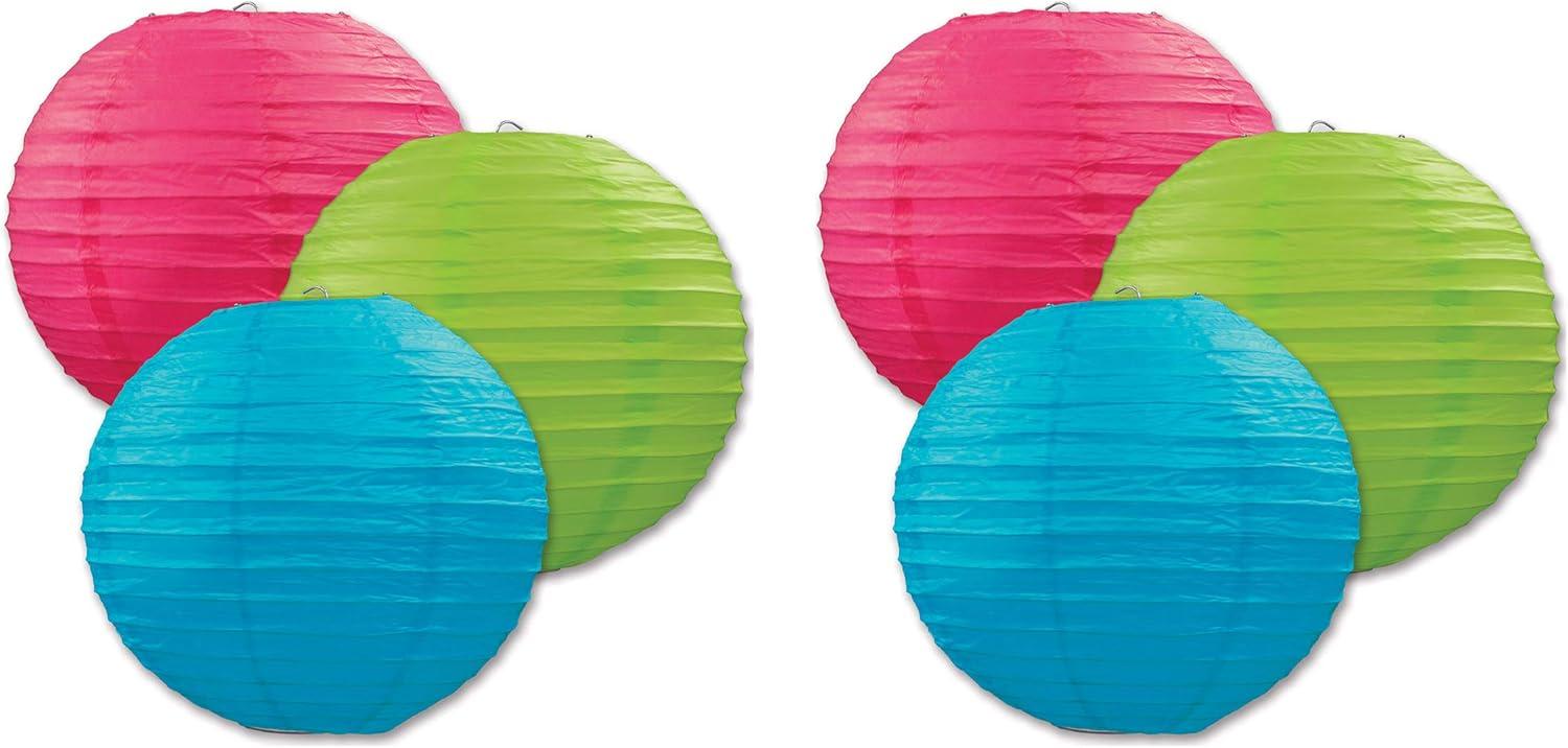 image:imageBeistle Paper Lanterns RedBlueGreenCeriseLight GreenTurquoise