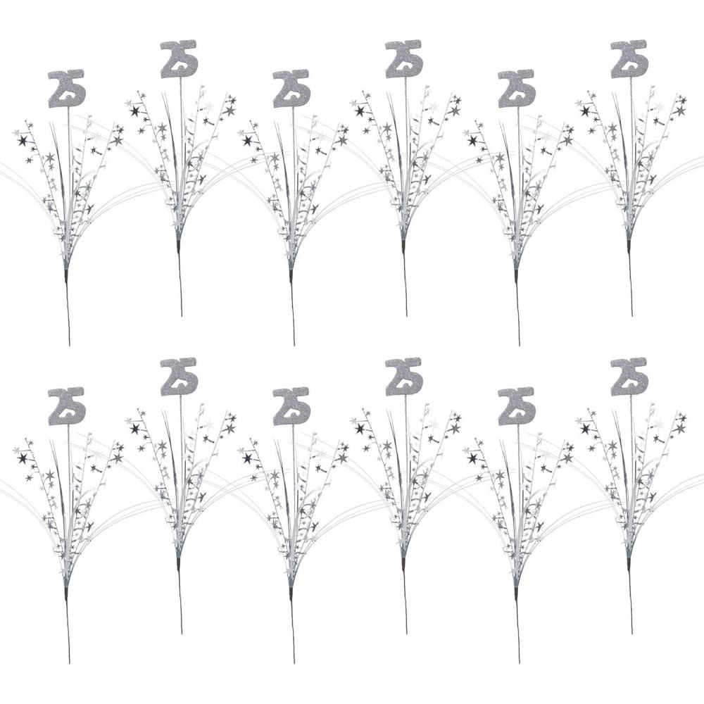 image:imageBeistle 12 Piece Glittered Number 25 Metallic Star Spray Centerpieces For Anniversary Party 25th Birthday Decorations