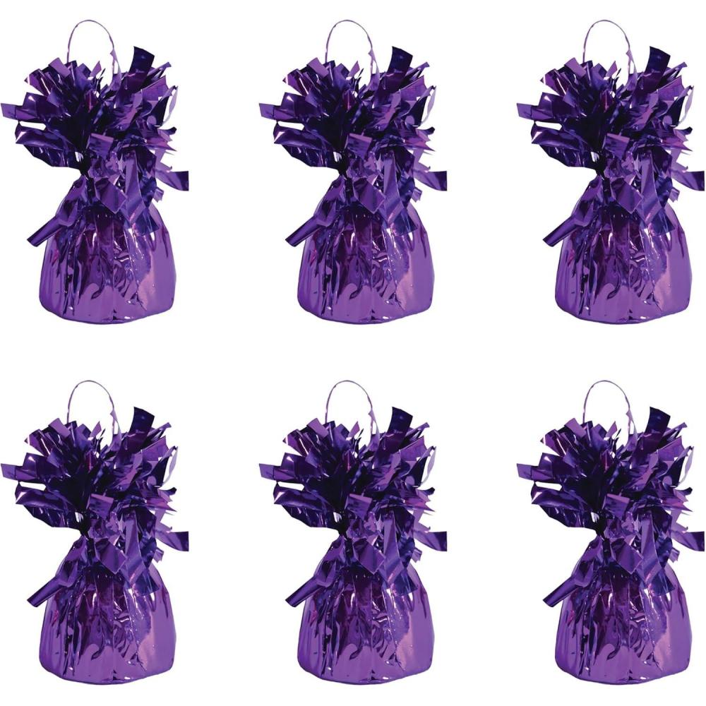 image:imageBeistle Metallic Wrapped Balloon Weight 6 Pack Purple Balloon Centerpiece Bouquet Holders Party Decoration Accessories for Birthdays Graduations Mardi Gras and Milestone Celebrations 6 Oz