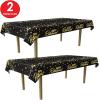 Beistle 2 Piece Metallic Happy Retirement Tablecovers, 54” x 108”, Plastic Party Tablecloths in Black, Gold, Silver