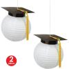 Grad Cap Paper Lanterns (White & Black)