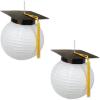 Grad Cap Paper Lanterns (White & Black)