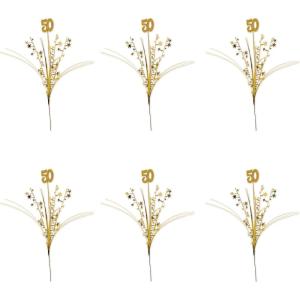 Beistle , 6 Piece Glittered “50” Metallic Star Sprays, 23″,Gold