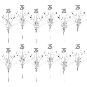 Beistle 12 Piece Glittered Number 25 Metallic Star Spray Centerpieces For Anniversary Party, 25th Birthday Decorations