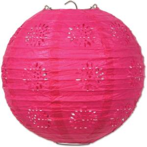 Beistle 3 Piece 8″ Lace Paper Lanterns, Cerise(Cerise)