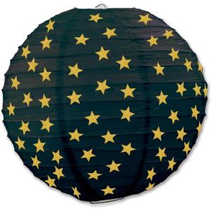 Beistle 3-Pack Star Paper Lanterns, 91/2-Inch, Black and Silver, black/silver (54573-BKS)(Gold Stars Design Round Paper Lanterns)