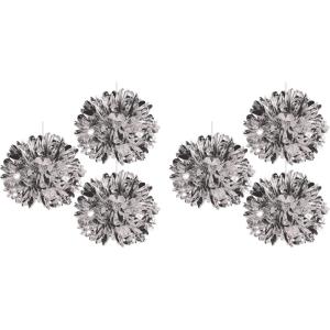 Beistle Metallic Fluff Balls 6 Piece, 16″, Silver