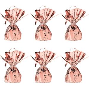Beistle Metallic Wrapped Balloon Weight – 6 Pack, Rose Gold Balloon Centerpiece Bouquet Holders, Party Decoration Accessories for Birthdays, Weddings, Graduations, and Retirement Celebrations, 6 Oz