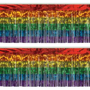 Packaged 1-Ply Metallic Fringe Drape Rainbow Pack of 2(1)