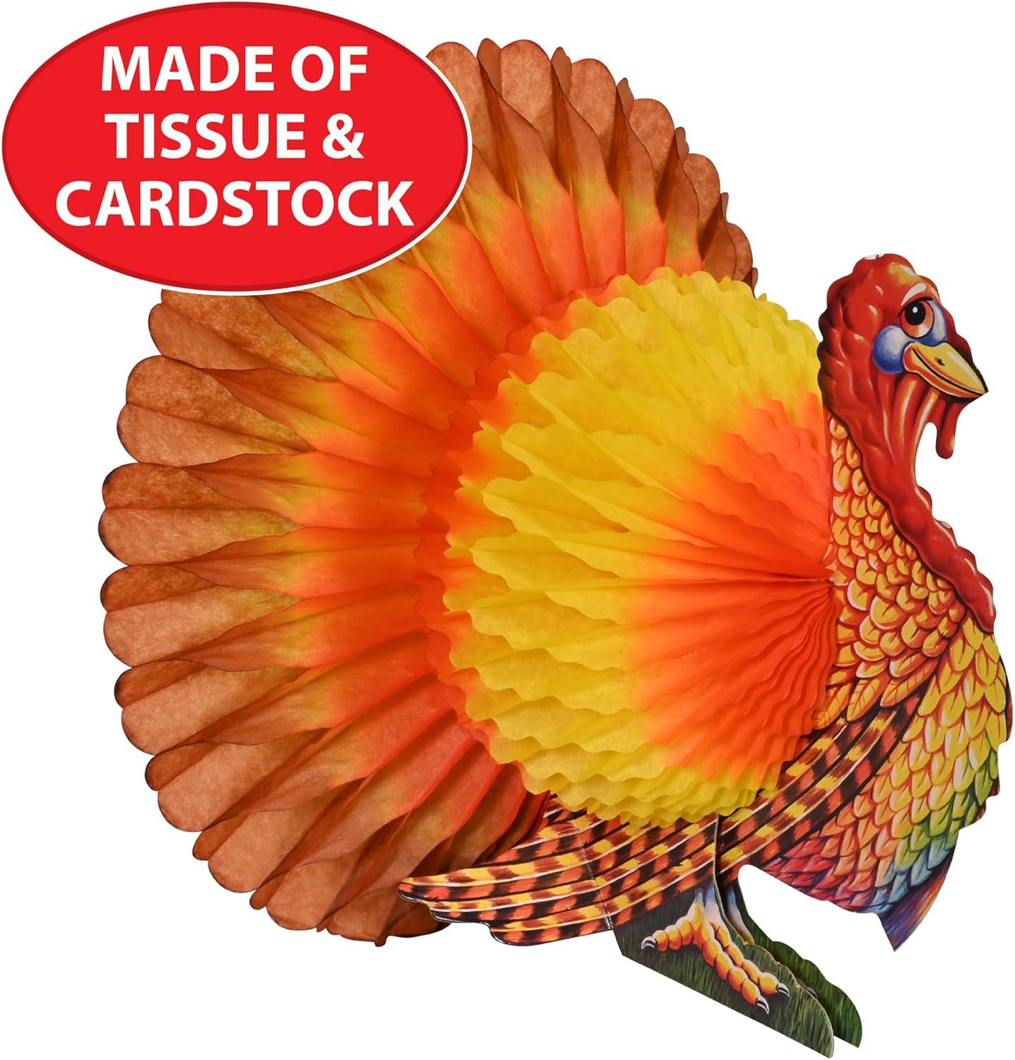 image:imageBeistle 3 Piece Tissue Paper Turkey Centerpieces For Thanksgiving Day Party Decoration Autumn Fall Harvest Home Decor