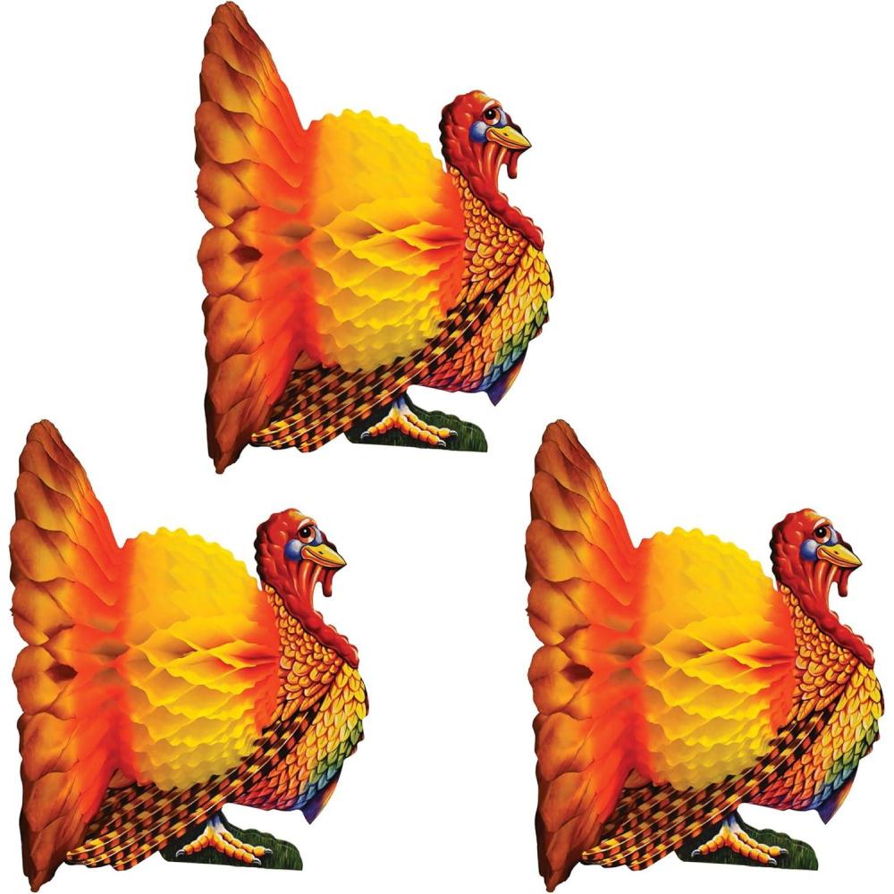 image:imageBeistle 3 Piece Tissue Paper Turkey Centerpieces For Thanksgiving Day Party Decoration Autumn Fall Harvest Home Decor