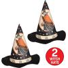 Beistle Vintage Halloween Felt Witch Hat – 2 Pack, Retro Style Black Felt Cone Hats with Classic Witch Design, Nostalgic Costume Novelty Headwear Prop Accessories and Holiday Fall Party Decorations