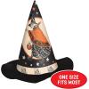 Beistle Vintage Halloween Felt Witch Hat – 2 Pack, Retro Style Black Felt Cone Hats with Classic Witch Design, Nostalgic Costume Novelty Headwear Prop Accessories and Holiday Fall Party Decorations