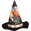 Beistle Vintage Halloween Felt Witch Hat – 2 Pack, Retro Style Black Felt Cone Hats with Classic Witch Design, Nostalgic Costume Novelty Headwear Prop Accessories and Holiday Fall Party Decorations