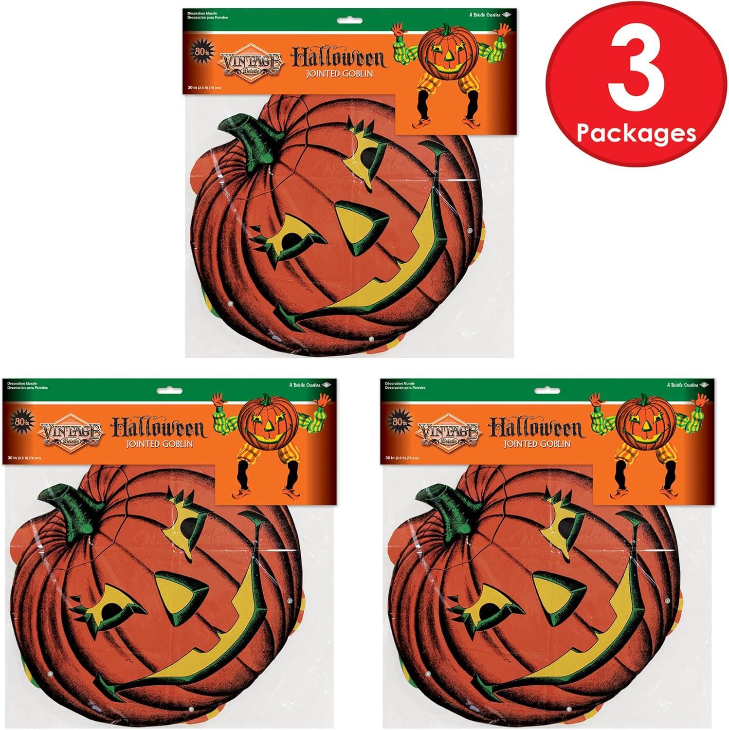 image:imageBeistle Set of 3 Vintage Halloween Goblins Photo Prop Backdrops 30 Spooky Fall Pumpkin Wall Decorations Cut Out Decor