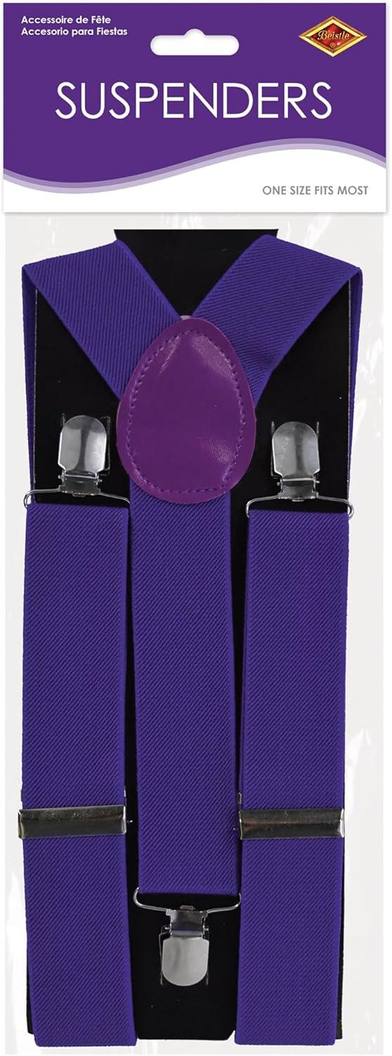 image:imageBeistle Purple Suspenders Adjustable Costume Suspenders Classic YBack ClipOn Braces Novelty Spirit Accessory for Halloween Costumes Stage Performances Photo Booth Props amp Themed Party Wear