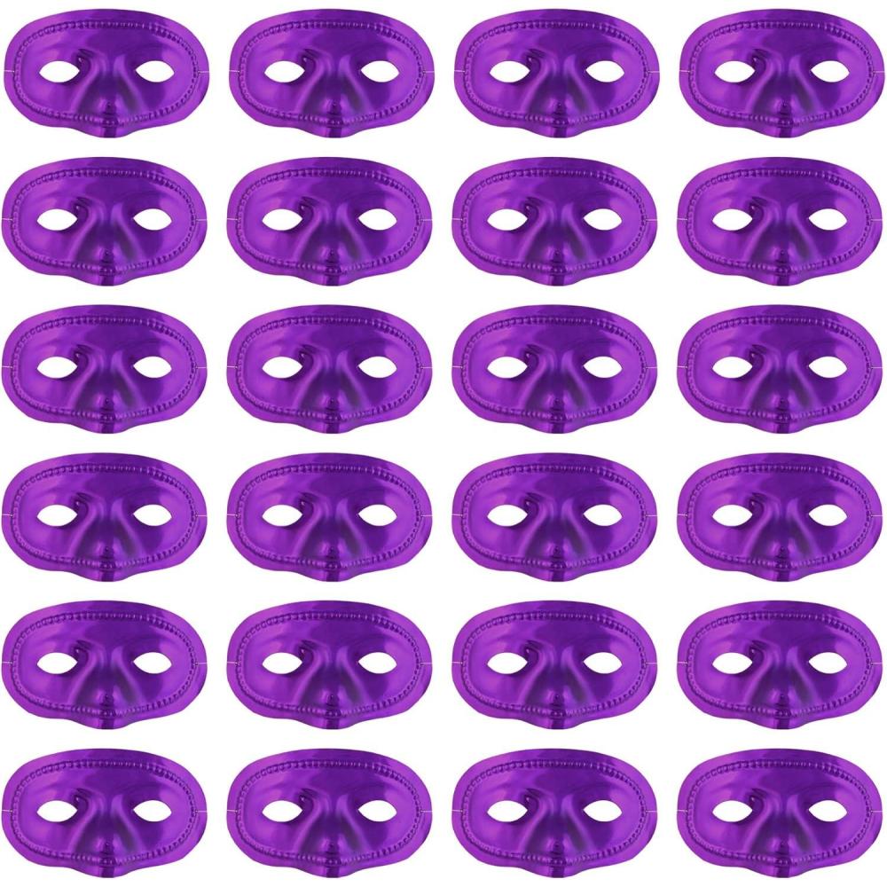 image:imageBeistle 24Pack Half Mask Purple Metallic Halloween Masquerade Costume Accessory with Elastic Phantom Face Cover for Parties amp Gatherings One Size