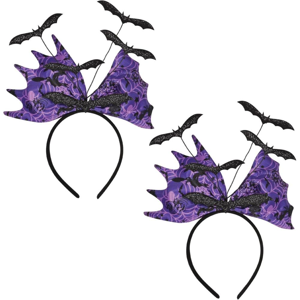 image:imageBeistle 2Pack Glittered Bat Headband Halloween Costume Accessory Purple amp Black Bat Wing Design with Glittery Bats Perfect for Halloween Parties TrickorTreating amp Spooky Celebrations
