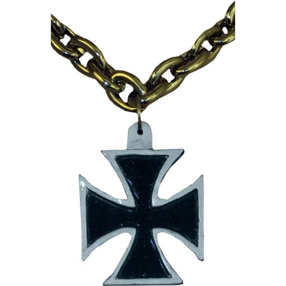 image:imageBlackSilver Chain Beads wIron Cross Medallion Party Accessory 1 count 1Card