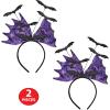 Beistle 2-Pack Glittered Bat Headband, Halloween Costume Accessory, Purple & Black Bat Wing Design with Glittery Bats, Perfect for Halloween Parties, Trick-or-Treating, & Spooky Celebrations