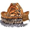 Beistle Animal Print Cowboy Hats – 6 Pack, Safari Party Supplies with Adjustable Chin Strap, Halloween Costume Accessories, Fun Jungle Tiger, Zebra & Leopard Birthday Hats, One Size Fits Most