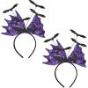 Beistle 2-Pack Glittered Bat Headband, Halloween Costume Accessory, Purple & Black Bat Wing Design with Glittery Bats, Perfect for Halloween Parties, Trick-or-Treating, & Spooky Celebrations