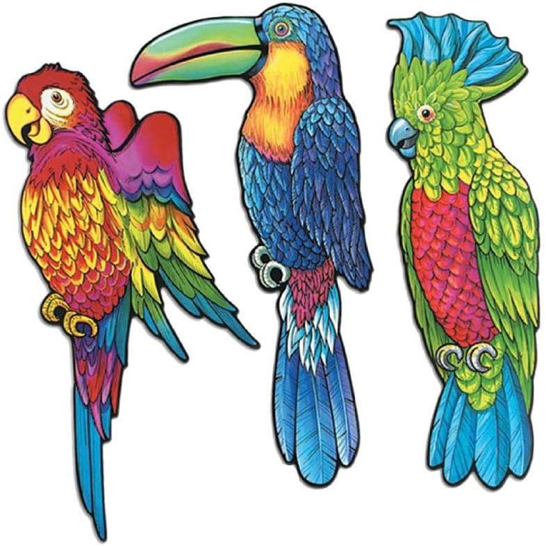 image:imageBeistle Jumbo Tiki Cutouts  2Pack Oversized 3Foot Tropical Luau Wall Decorations Printed on Both Sides for Hawaiian Theme Parties Summer Beach Events and Backyard CelebrationsExotic Bird Cutouts