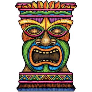 Beistle Jumbo Tiki Cutouts – 2-Pack Oversized 3-Foot Tropical Luau Wall Decorations, Printed on Both Sides for Hawaiian Theme Parties, Summer Beach Events and Backyard Celebrations(Jumbo Tiki Cutout)