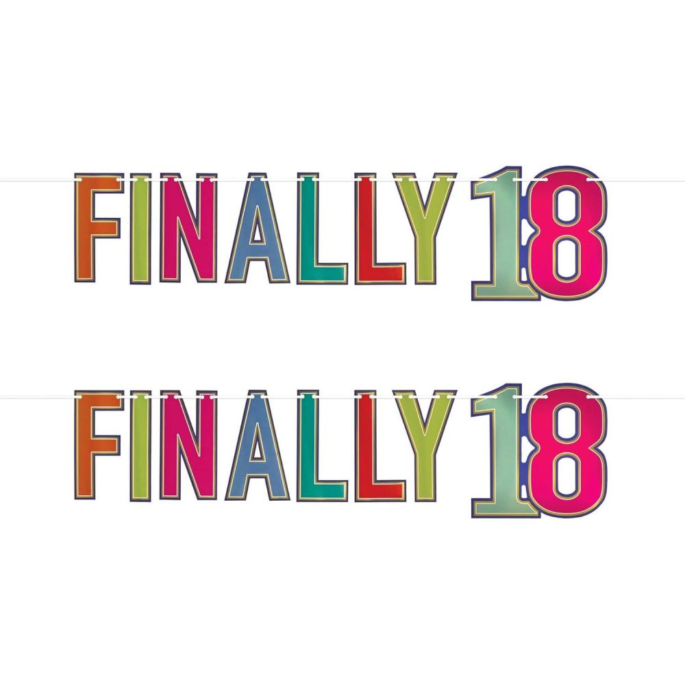 image:imageBeistle 2 Piece Elegant MultiColor Finally 18 Birthday Banners 75 x 3 Bday Party Decorations Milestone Celebrations