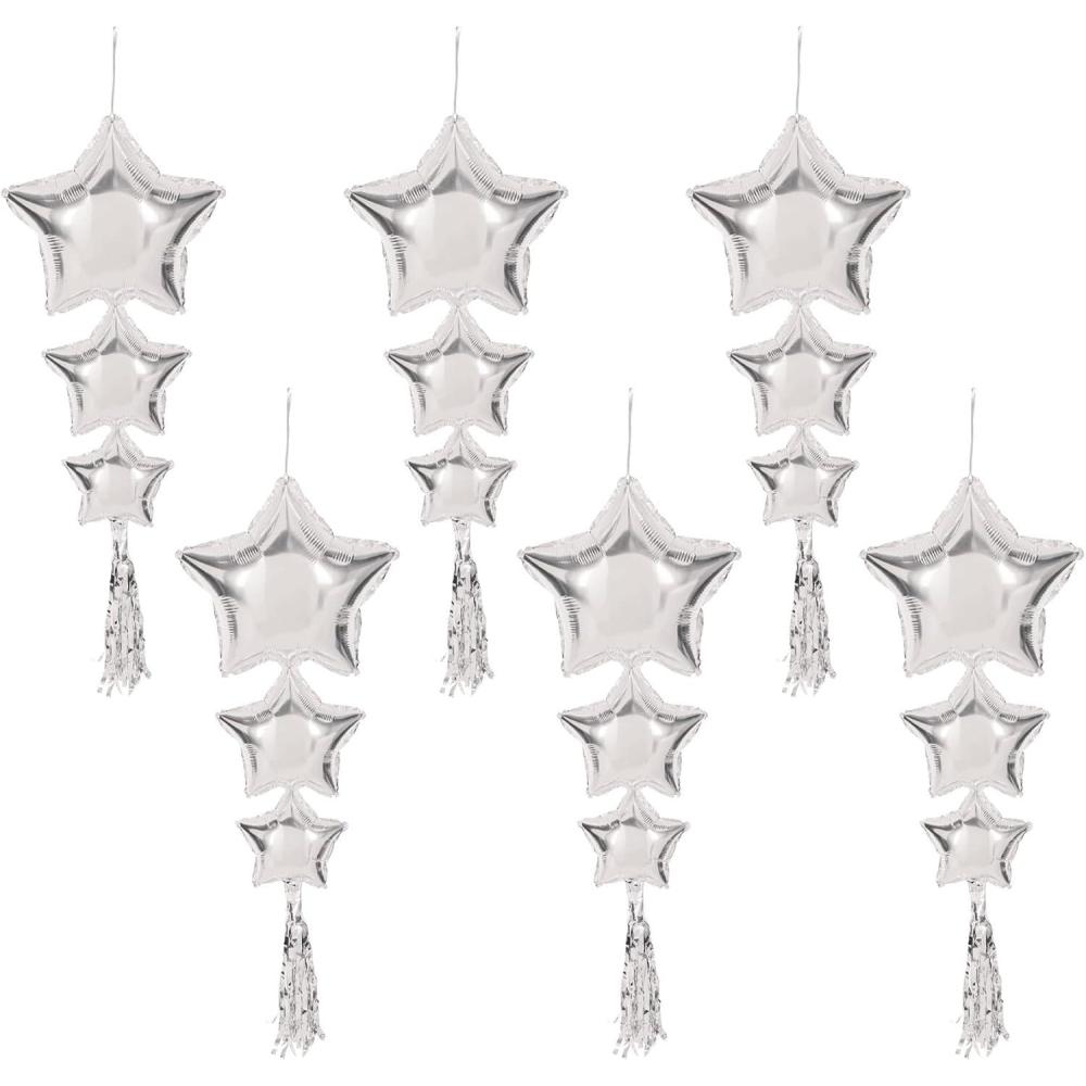 image:imageBeistle 6 Piece 3 9 Long Foil Mylar Star Balloons with Tassels for Birthday Party Wedding Decor Baby Shower Supplies
