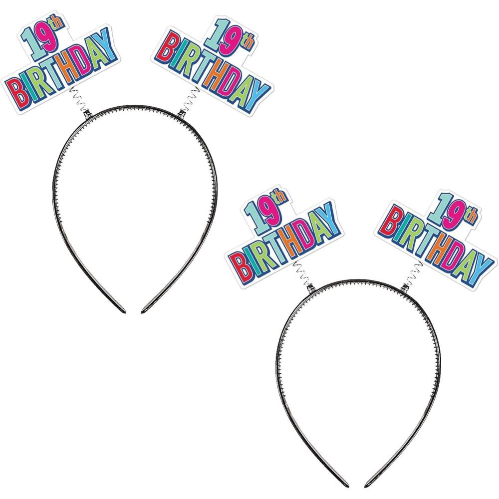 image:imageBeistle Happy 19th Birthday Headbands Set of 2 Fun Head Boppers Milestone Bday Party Supplies USA Made
