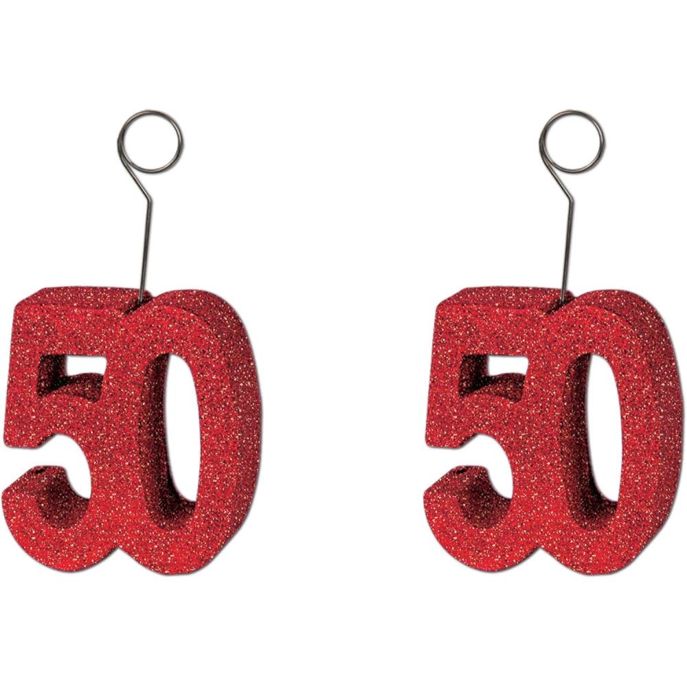 image:imageBeistle Red Glittered 60 Photo amp Balloon HolderGlittered 50 PhotoBalloon Holders  2 Pack