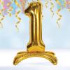 Beistle 2 Piece 26″ Self-Standing Number Balloons Gold Mylar #0, With Blow Straws, Air Only, Birthday Party Supplies, New Year’s Eve Decorations, Graduation Centerpieces