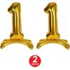 Beistle 2 Piece 26″ Self-Standing Number Balloons Gold Mylar #0, With Blow Straws, Air Only, Birthday Party Supplies, New Year’s Eve Decorations, Graduation Centerpieces