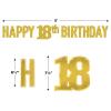 Beistle 2 Piece Elegant Gold Happy 18th Birthday Banners, 7.5” x 5’, Bday Party Decorations, Milestone Celebrations