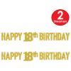 Beistle 2 Piece Elegant Gold Happy 18th Birthday Banners, 7.5” x 5’, Bday Party Decorations, Milestone Celebrations