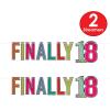Beistle 2 Piece Elegant Multi-Color Finally 18 Birthday Banners, 7.5” x 3’, Bday Party Decorations, Milestone Celebrations
